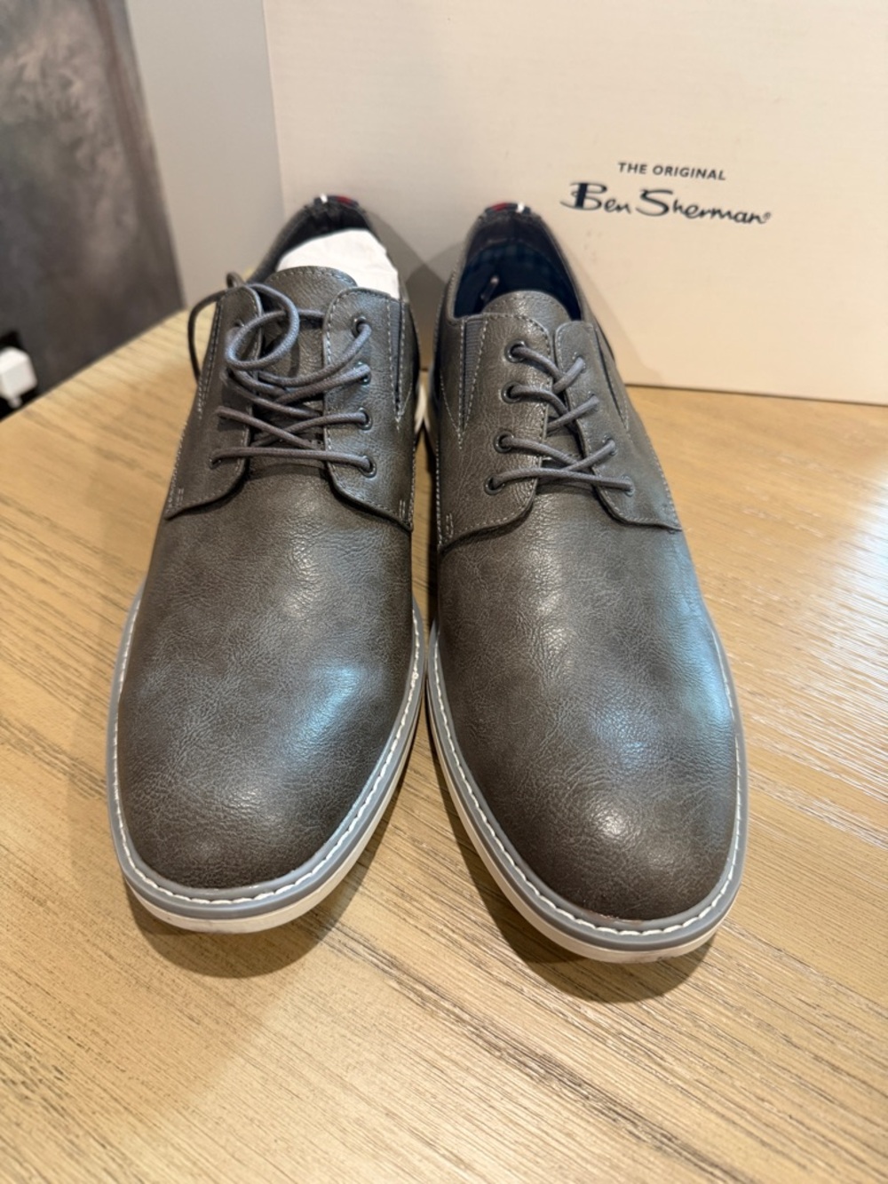 Ben Sherman Men’s Grey Casual Oxford Derby Shoes size 10.5 NIB